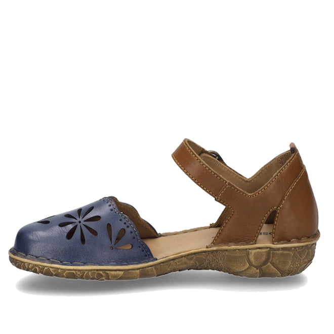 Josef Seibel Rosalie 04 Shark Kombi Leather Covered Toe Sandal Navy Tan
