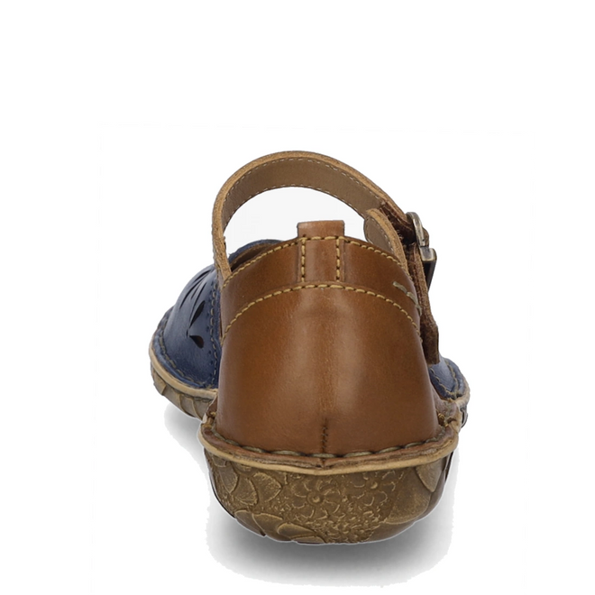 Josef Seibel Rosalie 04 Shark Kombi Leather Covered Toe Sandal Navy Tan