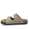 Josef Seibel Hermine 01 Comfort Womens Jandal in Beige Kombi features two adjustable straps with buckles, crafted from soft nubuck leather, and includes a comfortable cork sole with a black textured outsole, displayed in side profile on a white background., 53254, 53255, 4062838986044, 4062838986051, 4062838986068, 53259, 53260