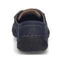 Rear view of the Josef Seibel Fergy 41 Women’s Casual Lace Up Shoe in Ocean Blue, featuring handcrafted stitch detailing, a black rubber sole, and a beige inner lining, isolated on a white background., 53128, 4062838921991, 4062838922004, 4062838922011, 53132, 53133