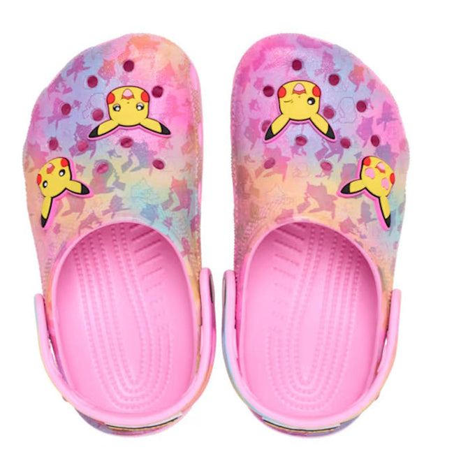 Pair of colorful children's slides with cartoon character design on a white background.,
Crocs Pikachu kids crocs with pink blue background
198445184291,
198445184307,
198445184314,
198445184321,
198445184338,
198445184345,
198445184352,
198445184369,