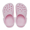 Top down view of a pair of pink toddlers Crocs sandals clogs with white soles on a white background.,
198445102905,
198445102912,
198445102929,
198445102936,
198445102875,