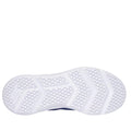 The image shows the white sole of the Skechers Girls Youths Go Run Elevate Sporty Spectacular Navy, featuring a zigzag textured pattern, crisscross grid design, and a logo near the heel that highlights Air-Cooled Goga Mat insole comfort., 197976310018, 197976310032, 197976310056, 197976310070, 197976310094, 45061, 45062, 45063