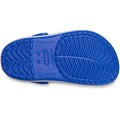 The image displays the sole of a Crocs Kids - Crocband Classic Clog K Blue Bolt Teal Youths, showcasing a textured non-slip pattern, Crocs Comfort, the Crocs logo, and size details near the heel., 49846, 49847, 49848, 49849, 49850, 49851, 49852, 49853