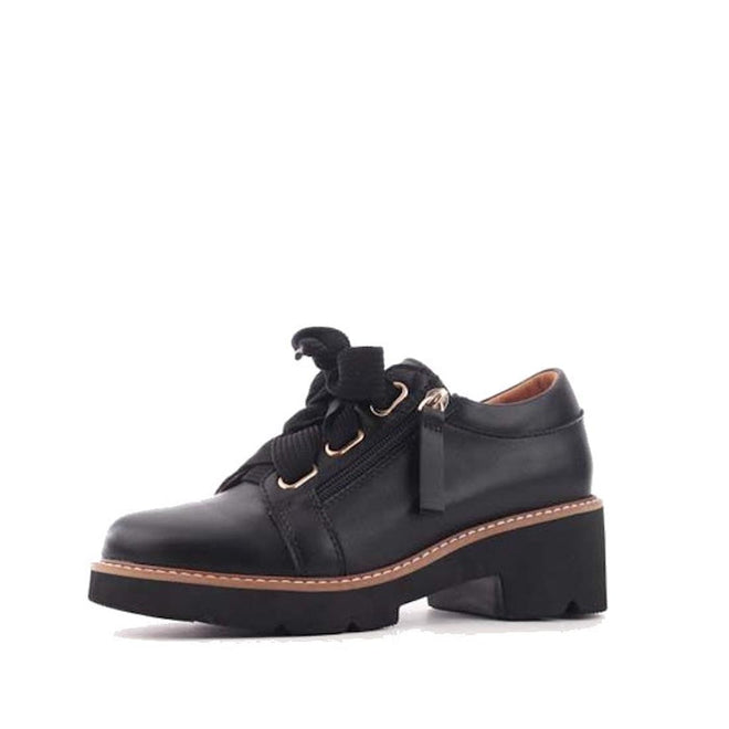 One Trick Pony Newton Black Leather Womens Platform Shoe w/Zip