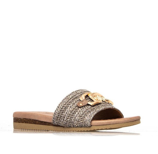 Laguna Quay Resort Karmen Women's Sandal Slide Woven Stone Raffia NOT RETURNABLE