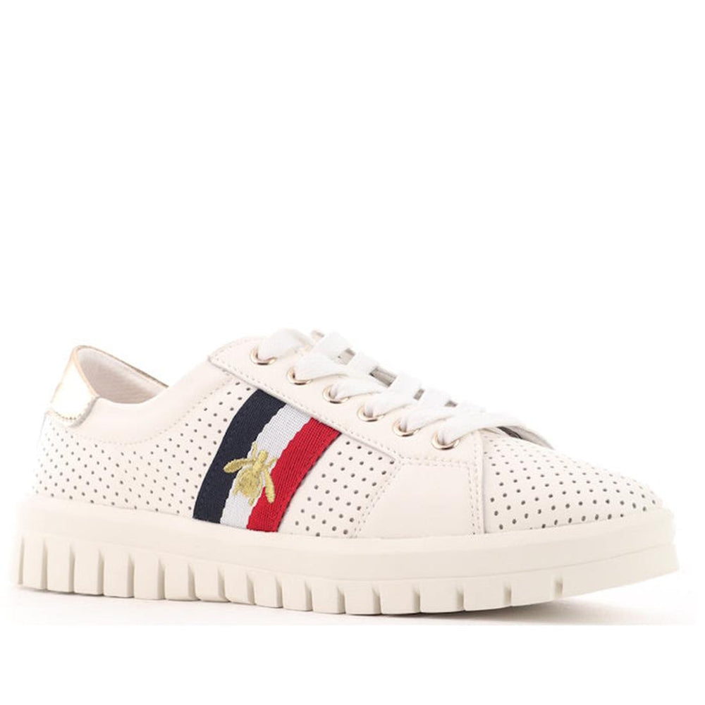 Laguna Quay Womens LEATHER Sneaker Elope White Gold CLEARANCE