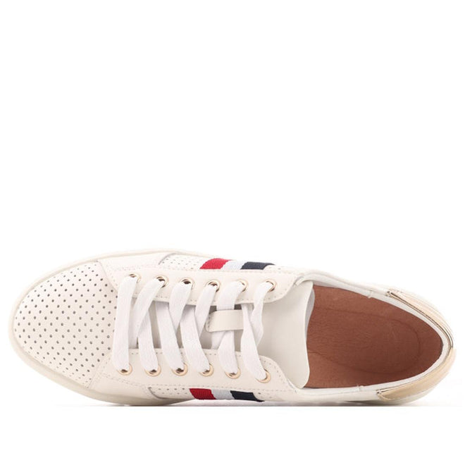 Laguna Quay Womens LEATHER Sneaker Elope White Gold CLEARANCE