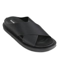 Black Los Cabos Alara sandal with criss-cross strap design on a white background. A top down view showing the support under the toes on the footbed.,
9321191150123,
9321191150130,
9321191150147,
9321191150154,
9321191150161,
9321191150178,
, 9321191150123, 9321191150130, 9321191150147, 9321191150154, 9321191150161, 9321191150178