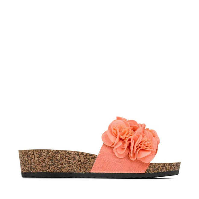 Los Cabos Corsage Tango Peach Flower Women's Slides
