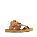 Los Cabos Dama Brandy Brown Light Flexible Sandal Jandal- showing side view of the right foot of the comfy flexible synthetic sandals slides for women