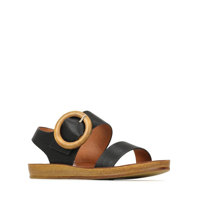 Los Cabos Damas Black Light Flexible Sandal Jandal- showing side view of the right foot of the comfy flexible synthetic sandals slides for women