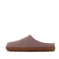 The Los Cabos Felton Graphic Lavender Women's Felted Slipper House is a mauve slip-on with a closed toe and thick brown cushioned sole, ideal for casual wear, displayed in profile against a white background., 9321190006025, 9321190006032, 9321190006049, 9321190006056, 9321190006063, 9321190006070, 50087