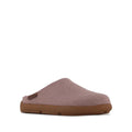 The Los Cabos Felton Graphic Lavender Women's Felted Slipper House is a mauve slip-on with a soft fabric upper and cushioned sole, ideal for cozy slipper lovers, shown against a white background.