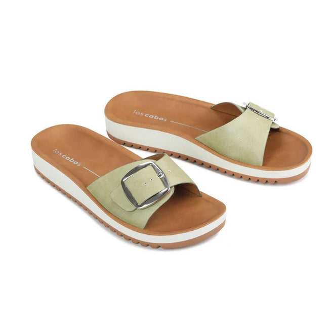 Los Cabos Naja Women's Slide Single Strap Sandal Sage Green