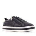 One Trick Pony Daze Black Leather Trainer With Zip