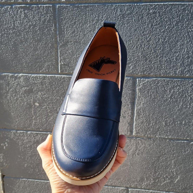 One Trick Pony Newness Navy  Leather Womens Loafer