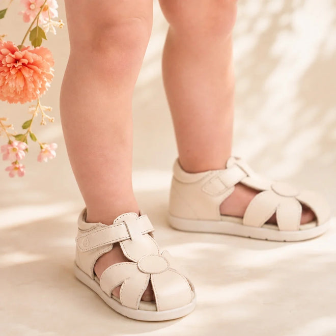 Pretty Brave Child Fleur Leather Toddlers Sandal Stone 26