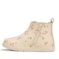 The Pretty Brave Charlie Leather Boot First Walkers Winter Bloom Pink is a cream children’s Chelsea boot with pink floral patterns, side zipper, heel pull tab, flat sole, genuine leather design, and podiatrist-approved for growing feet., 9420075361881, 9420075361874, 9420075361867, 9420075361850
