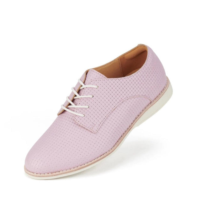 Rollie Lilac Derby Embossed sneaker with a woven look and white laces on a white background