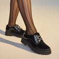 Rollie Womens Derby Step Black Splice Leather Brogue Shoe