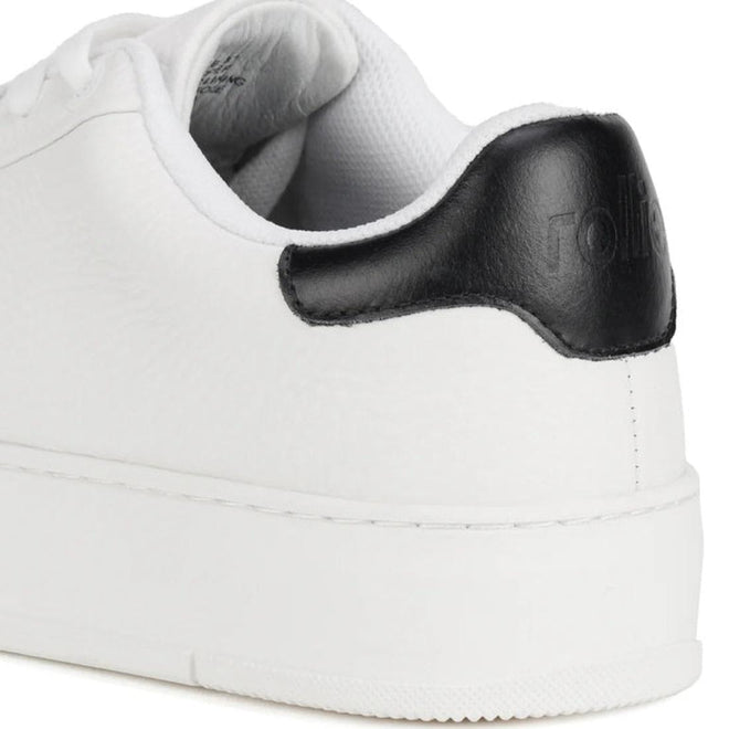 Rollies Womens Courtclub All White Black Leather Trainer