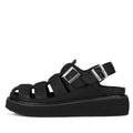 Rollie Hyde Fisherman Black sandal side view showing buckles around heel and over the top of the foot with buckle straps on a white background.,
9781760788858,
9781760788865,
9781760788872,
9781760788889,
9781760788896,