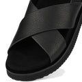 Rollie Womens Rhodes Cross Sandal Tumble Black Leather w/Back Strap