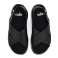 Rollie Womens Rhodes Cross Sandal Tumble Black Leather w/Back Strap