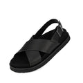 Rollie Womens Rhodes Cross Sandal Tumble Black Leather w/Back Strap