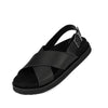 Rollie Womens Rhodes Cross Sandal Tumble Black Leather w/Back Strap