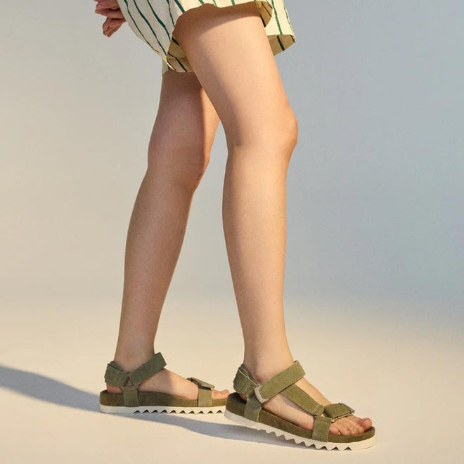 Rollie Womens Sandal Tooth Wedge Sage/White