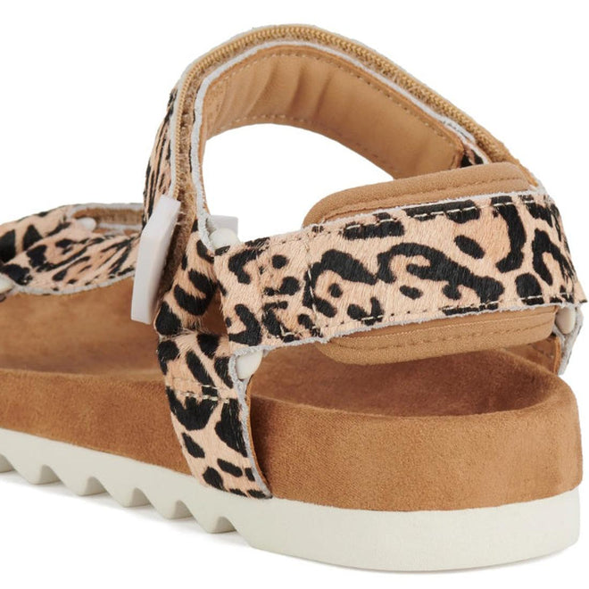 Rollie Womens Sandal Tooth Wedge Neutral Leopard