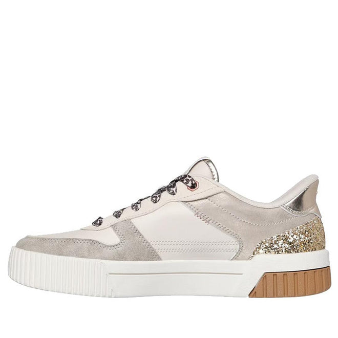 Beige Skechers Jade Randiant Roar Slip Ins sneaker with glittery heel and white sole on a white background.,
198376092979,
 
198376092993,
 
198376093013,
 
198376093037,
198376093044,, 46636, 46637, 198376092979, 46639, 198376092993, 46641, 198376093013, 46643, 198376093037, 198376093044