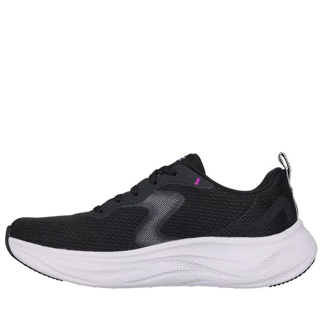 The Skechers Womens Skech Cloud Smooth Wave Black Lavender is a black athletic sneaker with a thick white textured sole, mesh upper, subtle gray and lavender accents, black laces, and ULTRA LIGHT midsole cushioning for comfort., 45911, 45912, 198739014426, 45914, 198739014440, 45916, 198739014464, 45918, 198739014488, 198739014495