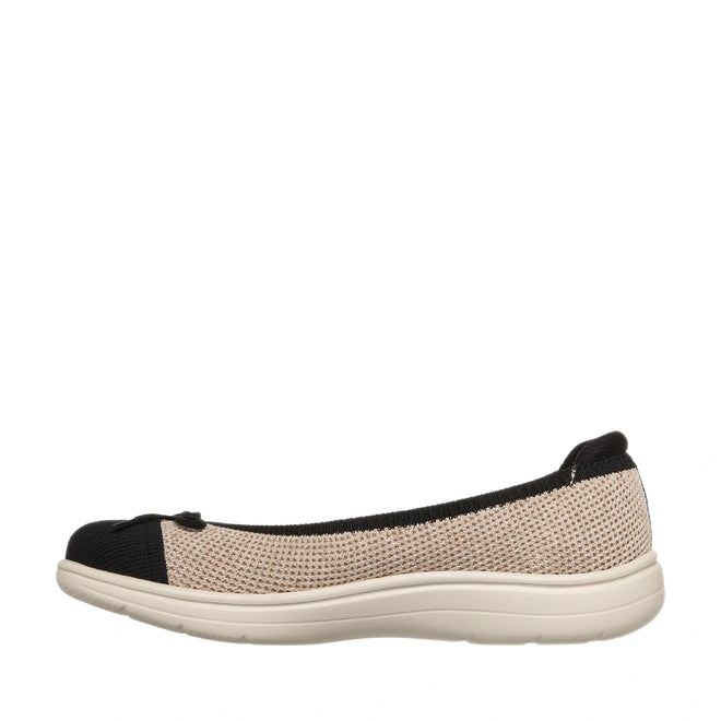 Skechers Ballet Flat On The Go Flex Radiant Bow Tique Natural Black