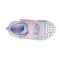 Skechers Toddlers Twinkle Pets Light Up Sneakers Pink feature pastel pink and blue colors, a cute animal face, glittery accents, shiny white toe cap studs, and a TWINKLE PETS strap—perfect light-up shoes for kids!., 45478, 198376124434, 198376124441, 198376124458