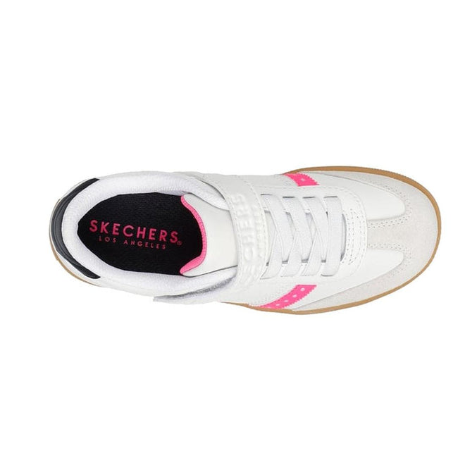 Skechers Girls Zinger Premier Vibe Street Shoe Velcro White Pink