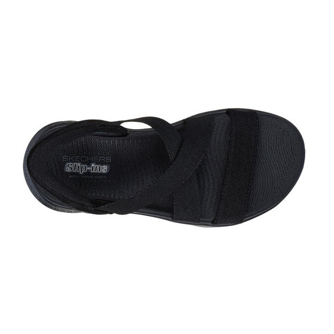 Skechers Womens WIDE WIDTH Slip Ins Sandals Go Walk Flex Glimmer Up Black