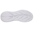 The Skechers Mens Slip Ins Bounder 2.0 Maylon Trainer in sage green features a white athletic sole with a wavy textured tread and raised S logo, shown from the bottom—crafted for comfort with memory foam cushioning., 198739007268, 48234, 198739007282, 48236, 198739007305, 48238, 198739007329