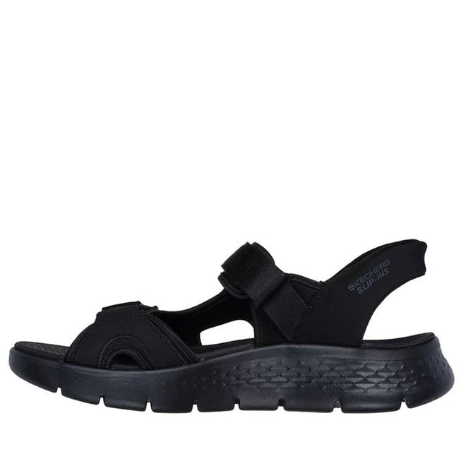 The Skechers Mens Go Walk Flex SD Easy Entry Slip In Sandals Black are lightweight, sporty slip-in sandals with a thick textured sole, open toe, adjustable and heel straps—designed for comfort, support, and mobility., 48219, 48220, 48221, 198376833930, 198376833947, 198376833954, 48225
