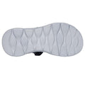 The image shows the bottom view of the Skechers Mens Go Walk Flex SD Easy Entry Slip In Sandals Navy sole, featuring a white rubber surface with wavy, textured oval and diamond patterns for grip and traction., 48226, 48227, 48228, 198376834012, 198376834029, 48231, 48232