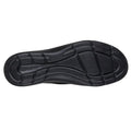 The image shows the black rubber sole of the Skechers Slip In Mary Jane Shoe On The Go Flex Rasiant - Estel, featuring textured grip patterns, an embossed Skechers logo near the heel, and Hands Free Slip-ins convenience from their vegan collection., 48977, 48978, 198739771893, 48980, 198739771916, 48982, 198739771930, 48984, 198739771954, 48986