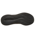 The image displays the black rubber outsole of the Skechers Ultra Flex 4.0 Black WIDE WIDTH vegan slip-on shoe, featuring textured wavy grooves for traction and an embossed Skechers logo near the heel., 51725, 51726, 199025951999, 51728, 199025952019, 51730, 199025952033, 51732, 51733, 51734