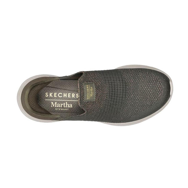 Skechers shoe with 'Martha Stewart' branding on a white background, top down view,
196989023366,
196989023373,
196989023380,
196989023397,
196989023403,
196989023427,
196989023434,, 196989023366, 196989023373, 196989023380, 196989023397, 196989023403, 45607, 196989023427, 196989023434