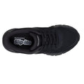 Top view of the Skechers Womens Uno Flex Ivorine Slip In Black sneaker, featuring black laces, mesh upper, visible Skechers Slip-ins logo on the insole, and memory foam cushioning for comfort and easy slip-in style., 198739065466, 198739065480, 198739065503, 198739065527, 50240