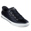 The Skechers Arch Fit-Arcade Catch Ya There Sneaker Black is a low-top, black sneaker with a white sole, black laces, Skechers Los Angeles branding on the tongue and side, visible stitching, and cushioned comfort for all-day wear.