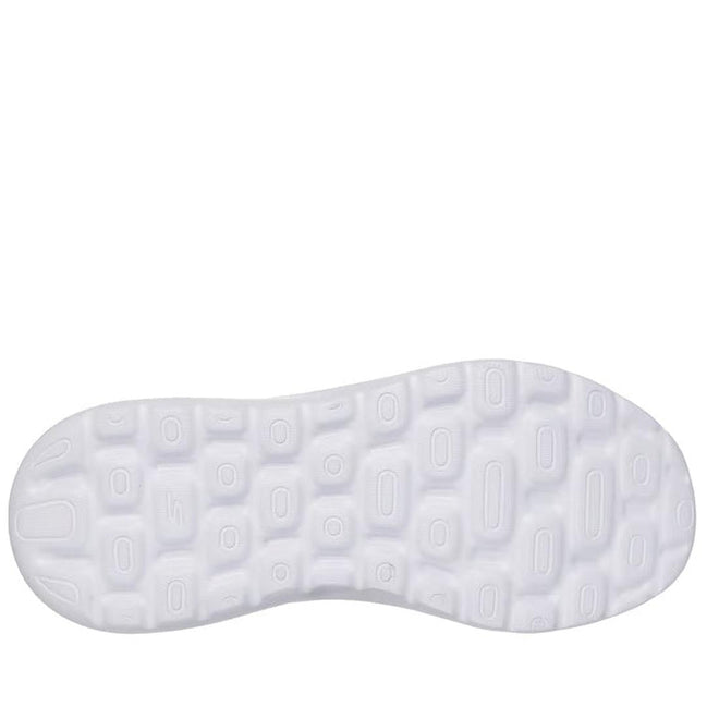 The image shows the white outsole of the Skechers Womens Slip In Go Walk Arch Fit N-Joy Dark Mauve, featuring a textured, grid-like pattern with rounded rectangular shapes and small grooves for traction., 51665, 51666, 199025364324, 51668, 199025364348, 51670, 199025364362, 51672, 199025364386, 51674