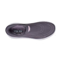 Top view of a dark mauve Skechers Womens Slip In Go Walk Arch Fit N-Joy vegan walking slip-on with mesh upper, white sole, and Arch Fit insole branding. The laceless design provides easy comfort for walking shoe lovers., 51665, 51666, 199025364324, 51668, 199025364348, 51670, 199025364362, 51672, 199025364386, 51674