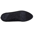 The image displays the black rubber sole of the Womens Skechers Cleo 2.0 Glitzy Daze Ballet Flat, featuring a textured geometric pattern for grip and the brand name embossed on the left side., 50212, 196989721118, 196989721132, 196989721156, 196989721170, 50221